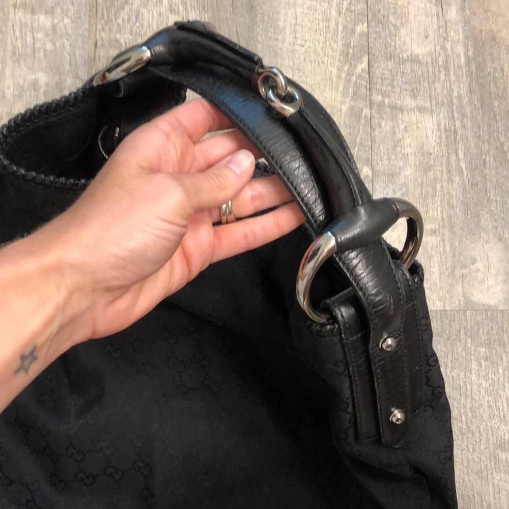 Gucci black fabric & leather trim hobo bag. OBO - Picture 2 of 12
